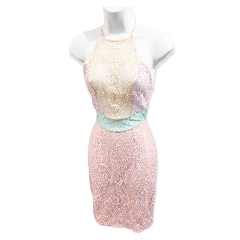 House of CB London Alvaro Pastel Lace Sheer Mini Dress Size XS - Picture 5 of 11